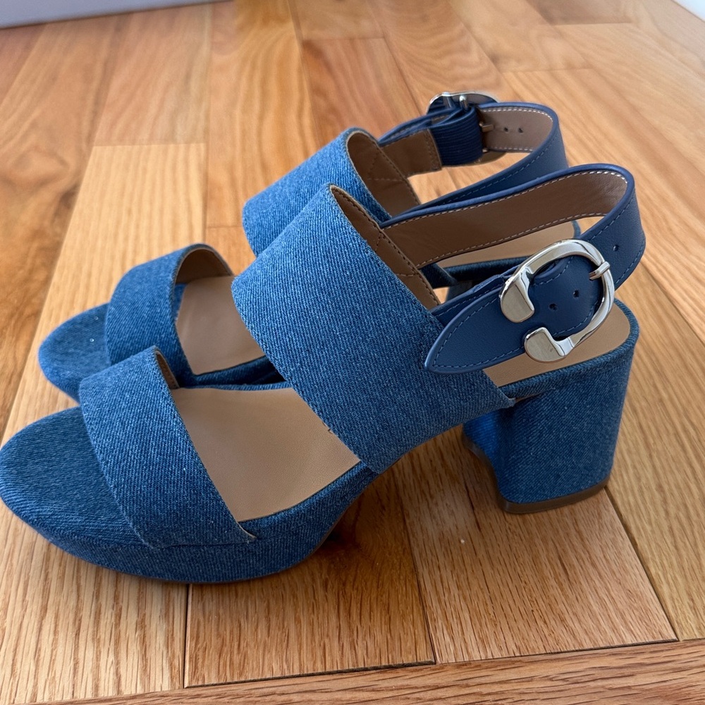 AEROSOLES Medium Blue Denim Mules - Picture 4 of 5